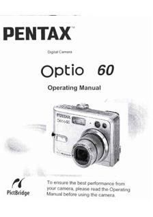 Pentax Optio 60 manual. Camera Instructions.
